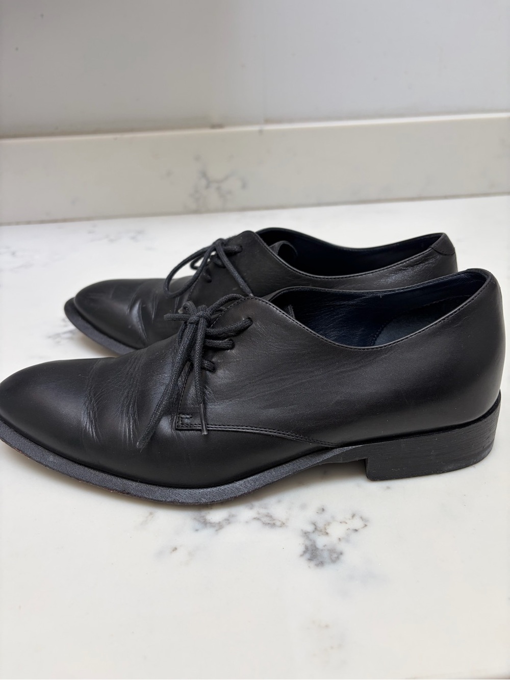 Celine Black Leather Lace-Up Oxford Shoes size 37 - Picture 2 of 5